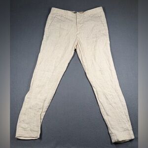 Men’s 33R H&M Light Beige Linen Dress Pants 28” inseam Flat Front